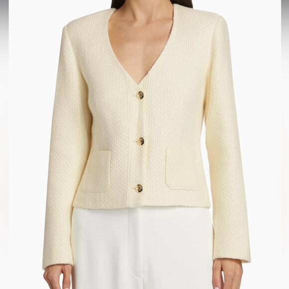 Anine Bing Anitta V-Neck Jacket Ivory Woven Women’s Sz M - Picture 1 of 12